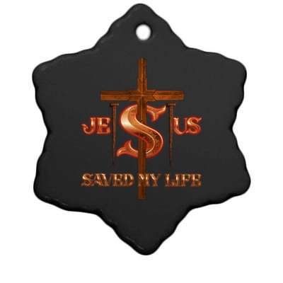 Jesus Saved My Life Metal Cross And Nails Ceramic Star Ornament