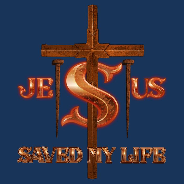 Jesus Saved My Life Metal Cross And Nails USA-Made Doggie Bandana