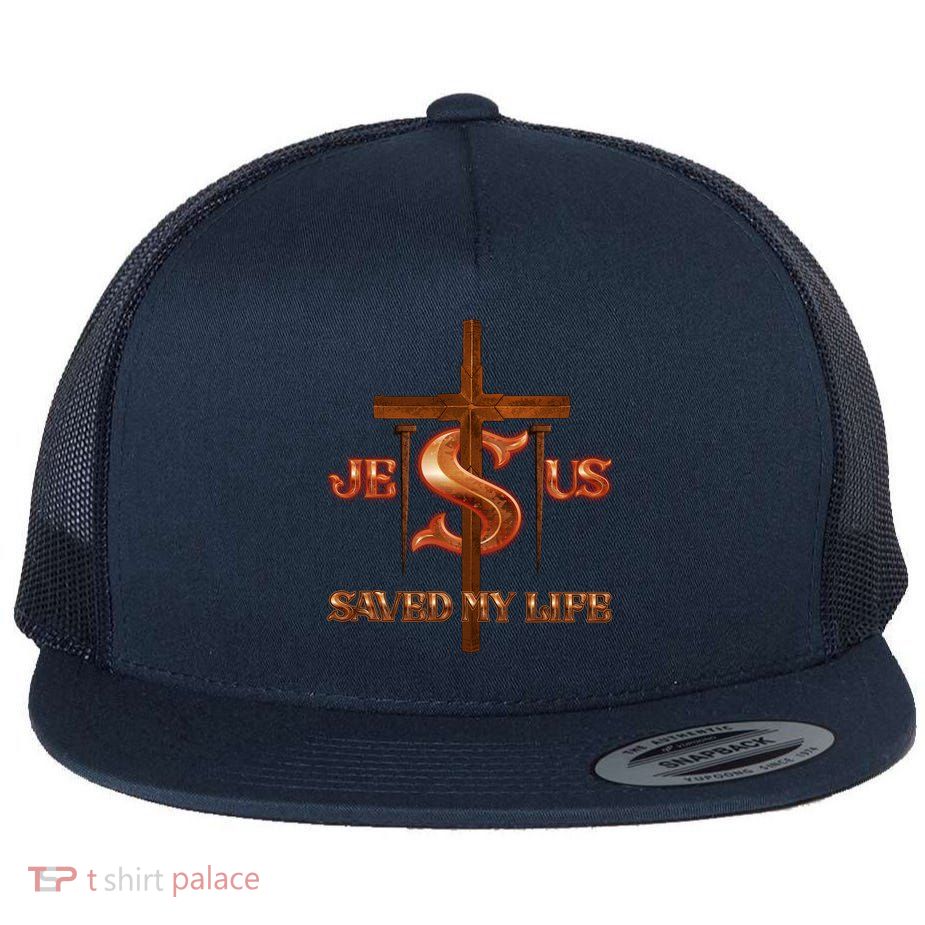 Jesus Saved My Life Metal Cross And Nails Flatbill Hat