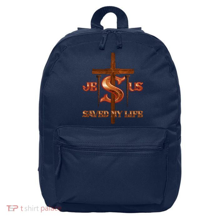 Jesus Saved My Life Metal Cross And Nails 16 in Basic Backpack