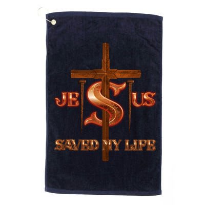 Jesus Saved My Life Metal Cross And Nails Golf Towel