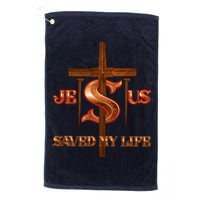 Jesus Saved My Life Metal Cross And Nails Golf Towel