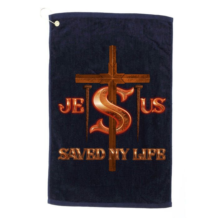 Jesus Saved My Life Metal Cross And Nails Golf Towel