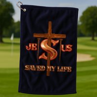 Jesus Saved My Life Metal Cross And Nails Golf Towel