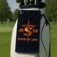 Jesus Saved My Life Metal Cross And Nails Golf Towel