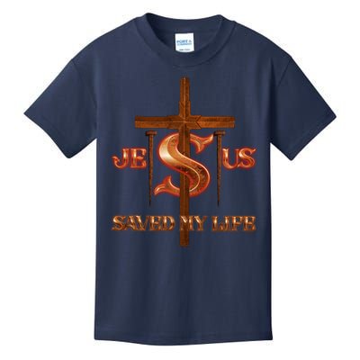Jesus Saved My Life Metal Cross And Nails Kids T-Shirt