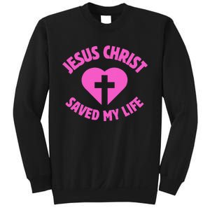 Jesus Saved My Life Breast Cancer Awareness Sweatshirt