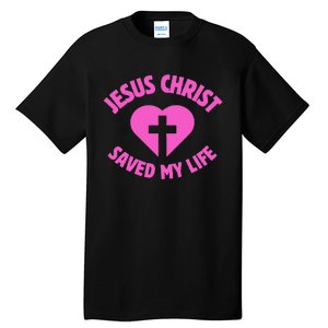 Jesus Saved My Life Breast Cancer Awareness Tall T-Shirt