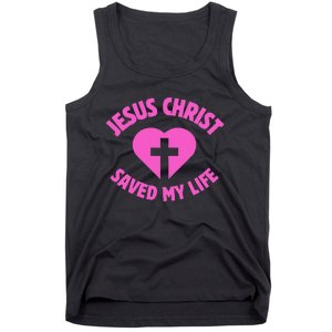 Jesus Saved My Life Breast Cancer Awareness Tank Top