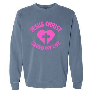 Jesus Saved My Life Breast Cancer Awareness Garment-Dyed Sweatshirt