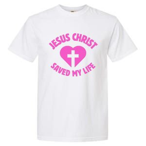 Jesus Saved My Life Breast Cancer Awareness Garment-Dyed Heavyweight T-Shirt