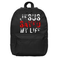 Jesus Saved My Life Christian Cross 16 in Basic Backpack