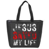 Jesus Saved My Life Christian Cross Zip Tote Bag