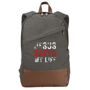 Jesus Saved My Life Christian Cross Cotton Canvas Backpack