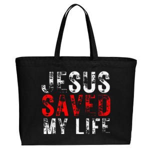 Jesus Saved My Life Christian Cross Cotton Canvas Jumbo Tote