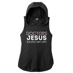 Jesus Saved My Life Cancer Survivor Awareness Ladies PosiCharge Tri-Blend Wicking Draft Hoodie Tank