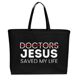 Jesus Saved My Life Cancer Survivor Awareness Cotton Canvas Jumbo Tote