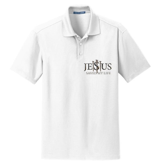 Jesus Saved My Life Christian Religious Believer Dry Zone Grid Polo