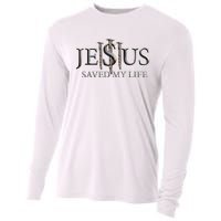 Jesus Saved My Life Christian Religious Believer Cooling Performance Long Sleeve Crew