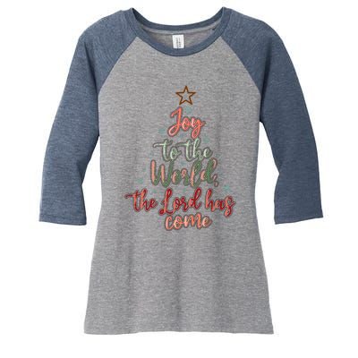 Joy Saying Merry Christmas Christian Message Xmas Tree Women's Tri-Blend 3/4-Sleeve Raglan Shirt