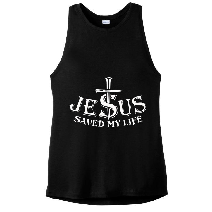 Jesus Saves My Life With Nails Ladies PosiCharge Tri-Blend Wicking Tank
