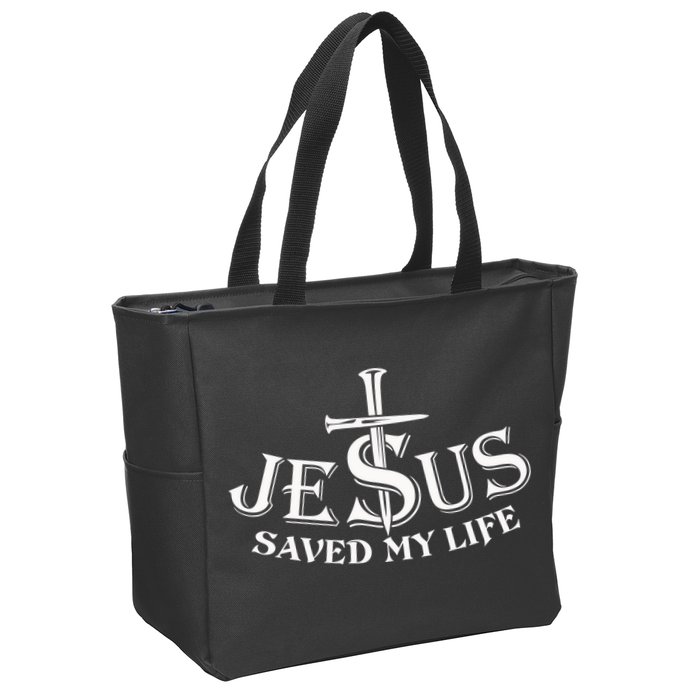 Jesus Saves My Life With Nails Zip Tote Bag