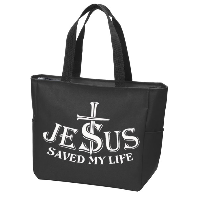 Jesus Saves My Life With Nails Zip Tote Bag