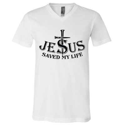 Jesus Saves My Life With Nails V-Neck T-Shirt