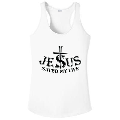 Jesus Saves My Life With Nails Ladies PosiCharge Competitor Racerback Tank