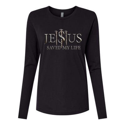 Jesus Saved My Life Christian Religious Believer Womens Cotton Relaxed Long Sleeve T-Shirt