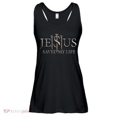 Jesus Saved My Life Christian Religious Believer Ladies Essential Flowy Tank