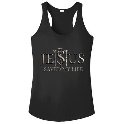 Jesus Saved My Life Christian Religious Believer Ladies PosiCharge Competitor Racerback Tank