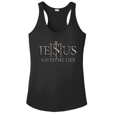 Jesus Saved My Life Christian Religious Believer Ladies PosiCharge Competitor Racerback Tank