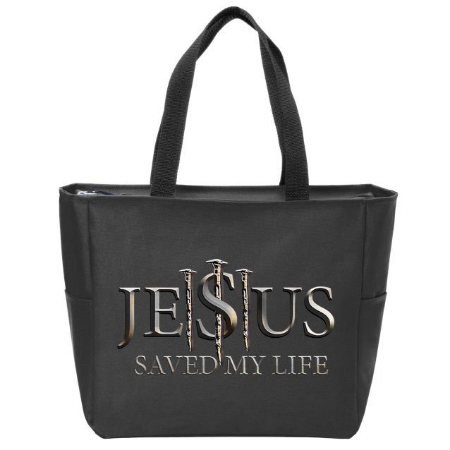 Jesus Saved My Life Christian Religious Believer Zip Tote Bag