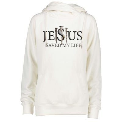 Jesus Saved My Life Christian Religious Believer Womens Funnel Neck Pullover Hood