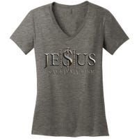 Jesus Saved My Life Christian Religious Believer Women's V-Neck T-Shirt