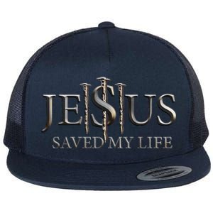 Jesus Saved My Life Christian Religious Believer Flat Bill Trucker Hat