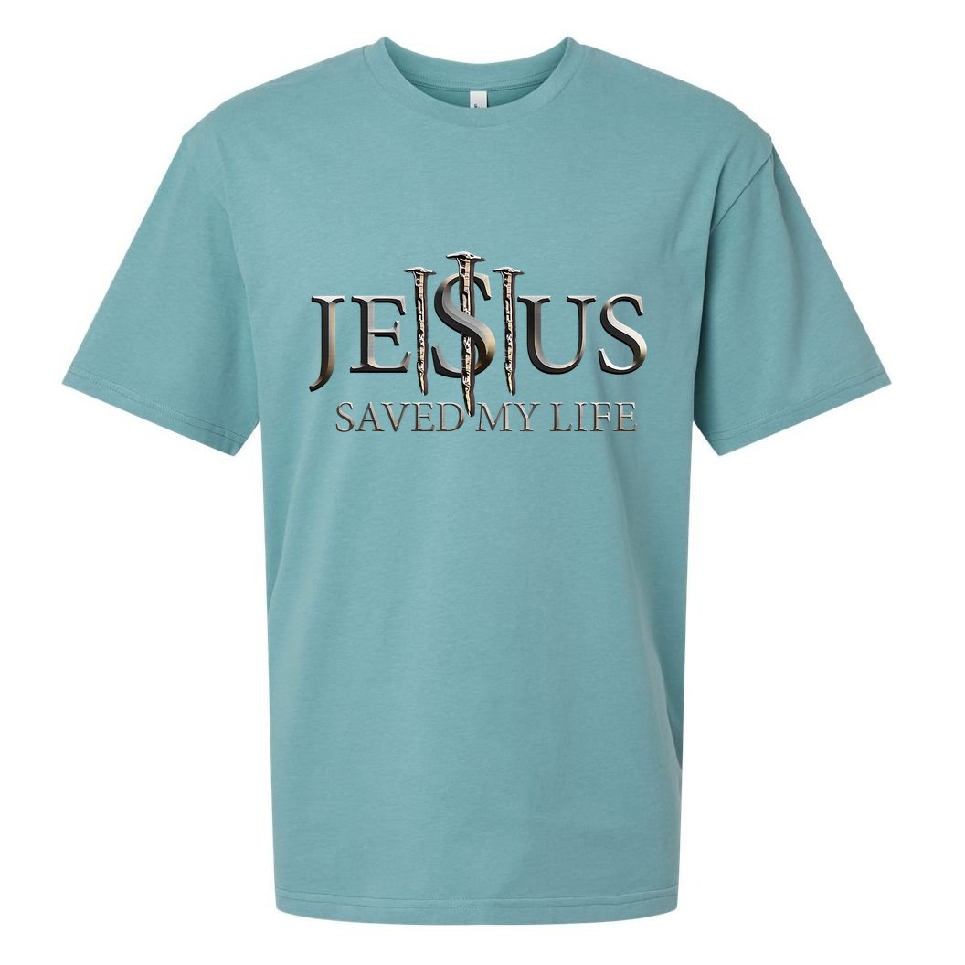 Jesus Saved My Life Christian Religious Believer Sueded Cloud Jersey T-Shirt