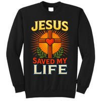 Jesus Saved My Life Cross With Heart Christian Design Sweatshirt