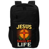 Jesus Saved My Life Cross With Heart Christian Design Impact Tech Backpack