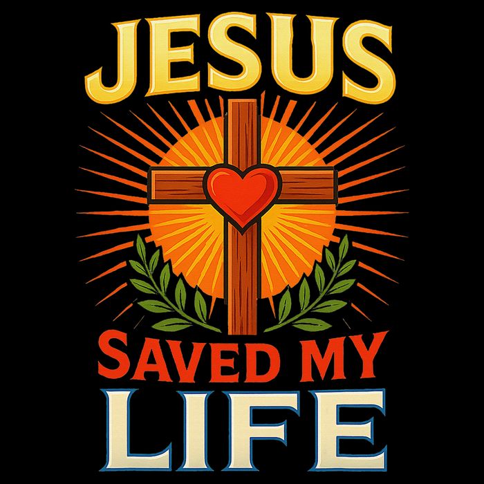 Jesus Saved My Life Cross With Heart Christian Design Backpack