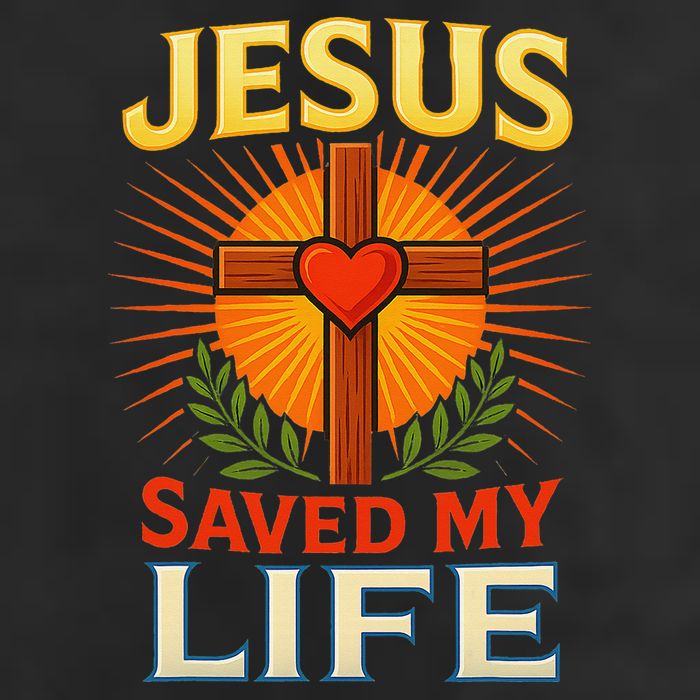 Jesus Saved My Life Cross With Heart Christian Design Beanie