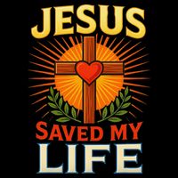 Jesus Saved My Life Cross With Heart Christian Design 16 in Basic Backpack