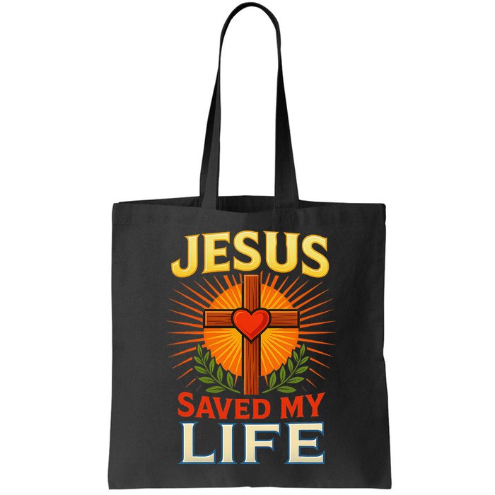 Jesus Saved My Life Cross With Heart Christian Design Bag