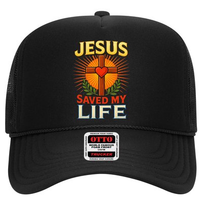 Jesus Saved My Life Cross With Heart Christian Design Hat