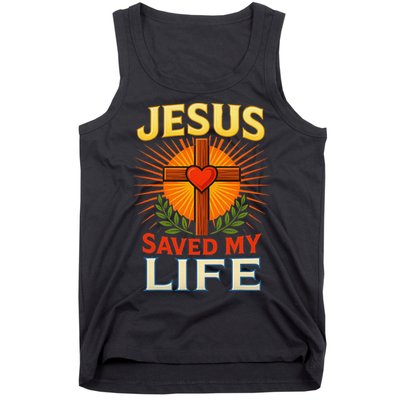 Jesus Saved My Life Cross With Heart Christian Design Tank Top