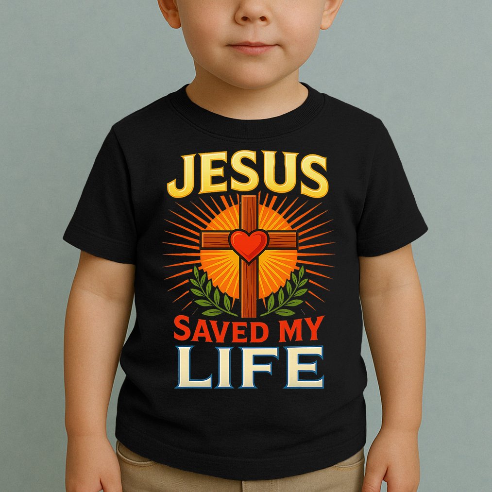Jesus Saved My Life Cross With Heart Christian Design Toddler T-Shirt