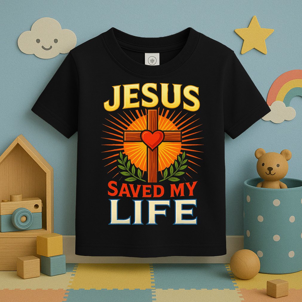 Jesus Saved My Life Cross With Heart Christian Design Toddler T-Shirt