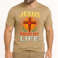 Jesus Saved My Life Cross With Heart Christian Design Cooling Performance Crew T-Shirt