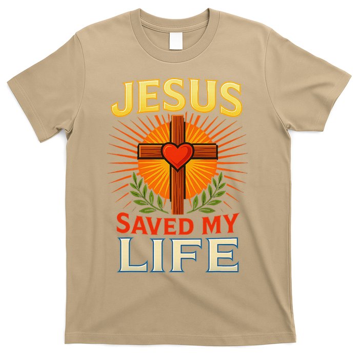 Jesus Saved My Life Cross With Heart Christian Design T-Shirt
